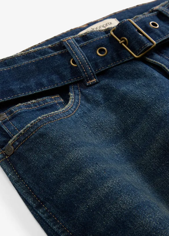 Barrel Jeans Mid Waist med skärp, bonprix
