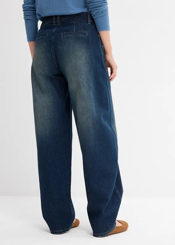 Barrel Jeans Mid Waist med skärp, bonprix