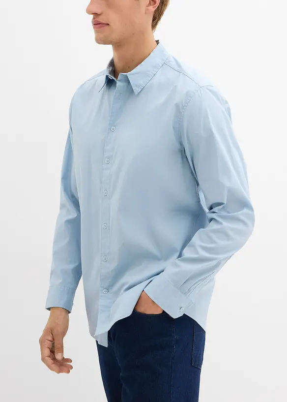 Långärmad skjorta med bomull och stretch, Regular Fit, bonprix
