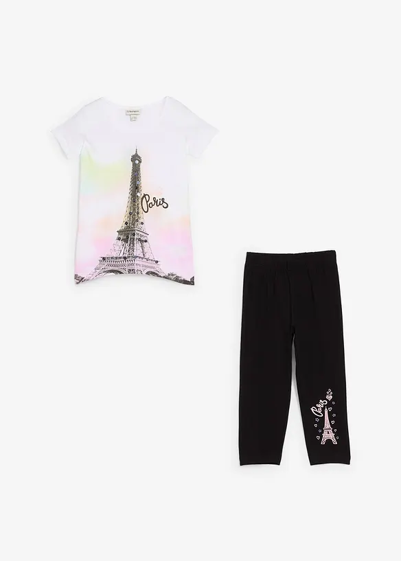 T-shirt + 3/4-leggings för barn (2-delat set), ekologisk bomull, bonprix