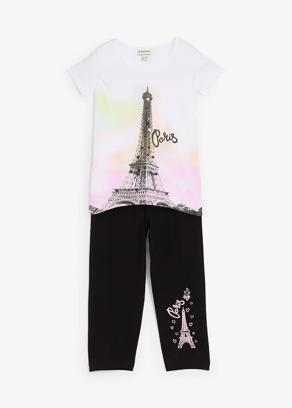 T-shirt + 3/4-leggings för barn (2-delat set), ekologisk bomull, bonprix