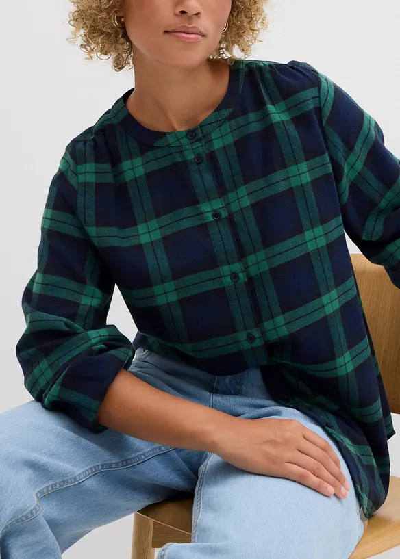 Blus i flanell av ren bomull, bonprix