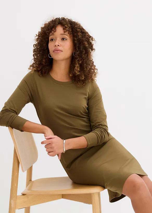 Jerseyklänning av bomull med stretch (2-pack), bonprix