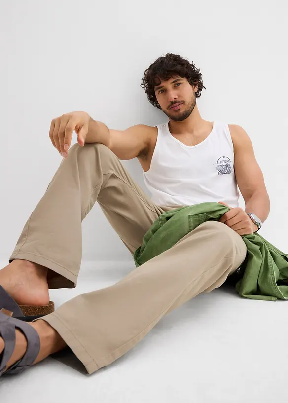 Byxa i twill av bomull, Regular Fit, Straight, bonprix