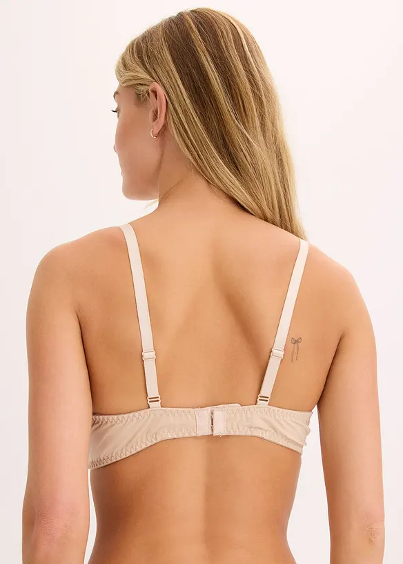 BH med formpressade kupor och blommönstrat broderi, bonprix