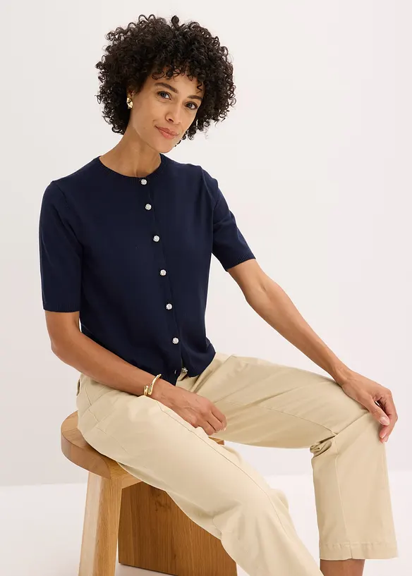 Finstickad cardigan i viskosmix, bonprix