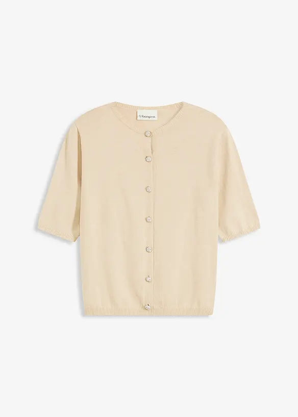 Finstickad cardigan i viskosmix, bonprix