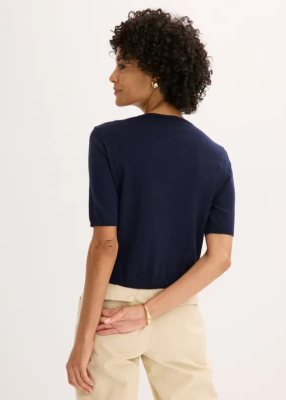 Finstickad cardigan i viskosmix, bonprix