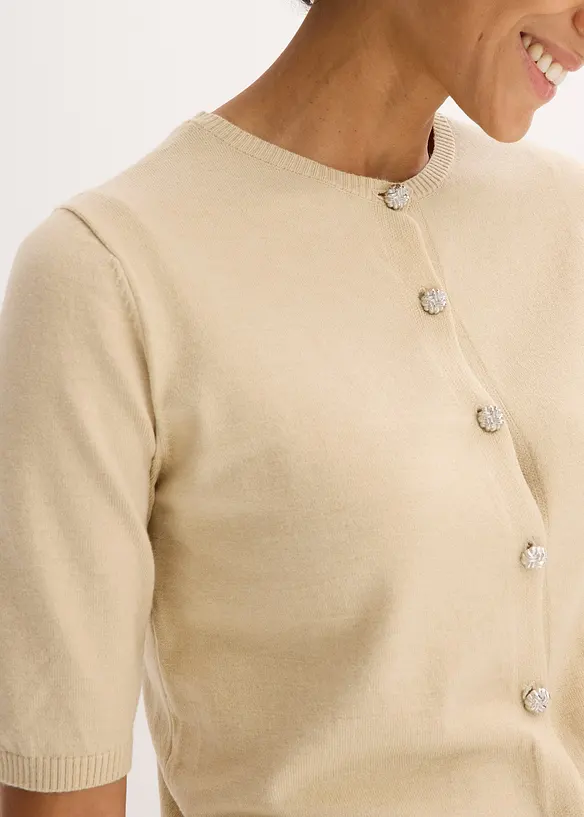 Finstickad cardigan i viskosmix, bonprix