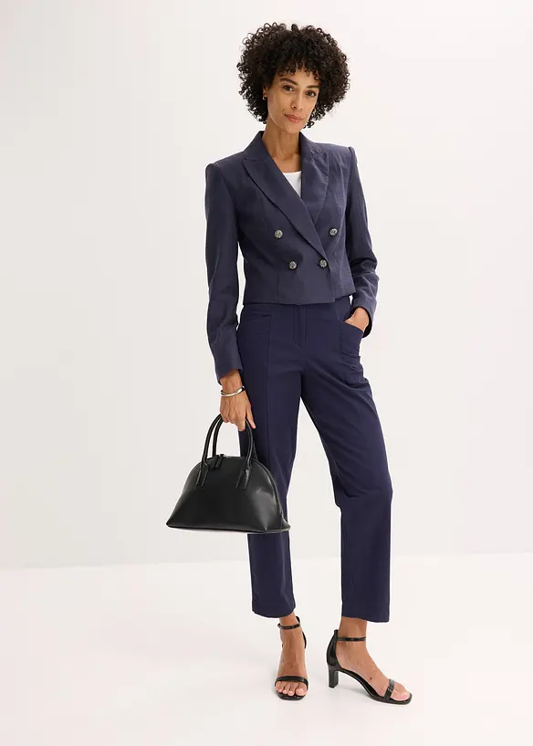 Satinbyxa med Tapered Fit, bonprix