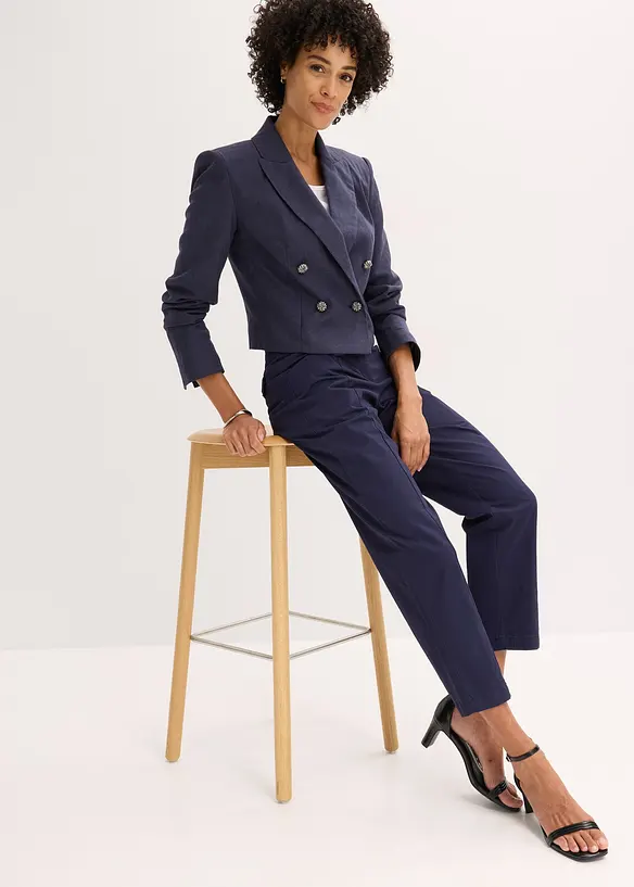 Satinbyxa med Tapered Fit, bonprix
