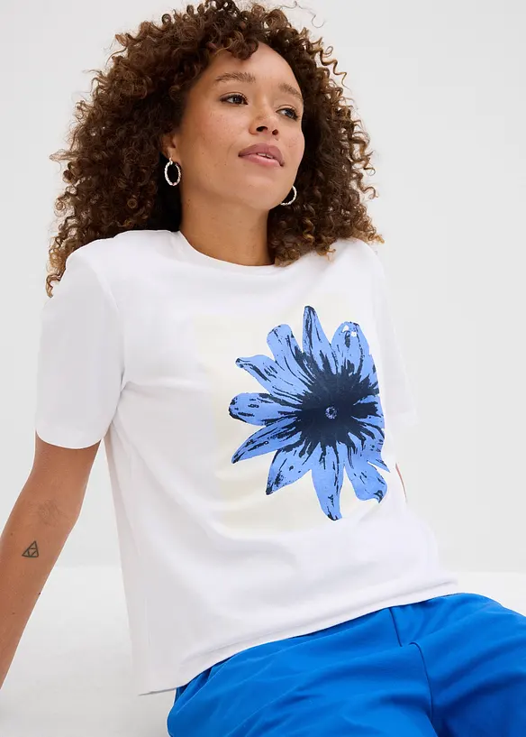 T-shirt med tryck, av ren bomull, bonprix