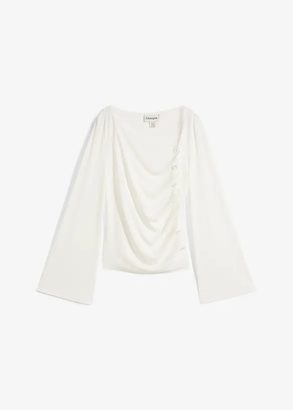 Långärmad topp i ribbat material, bonprix