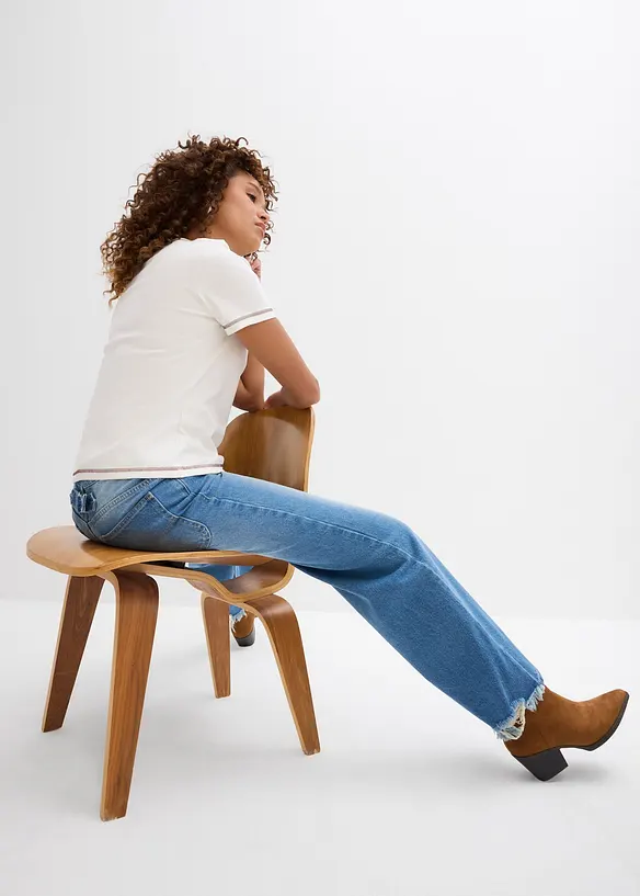 Straight jeans medelhög midja, bonprix