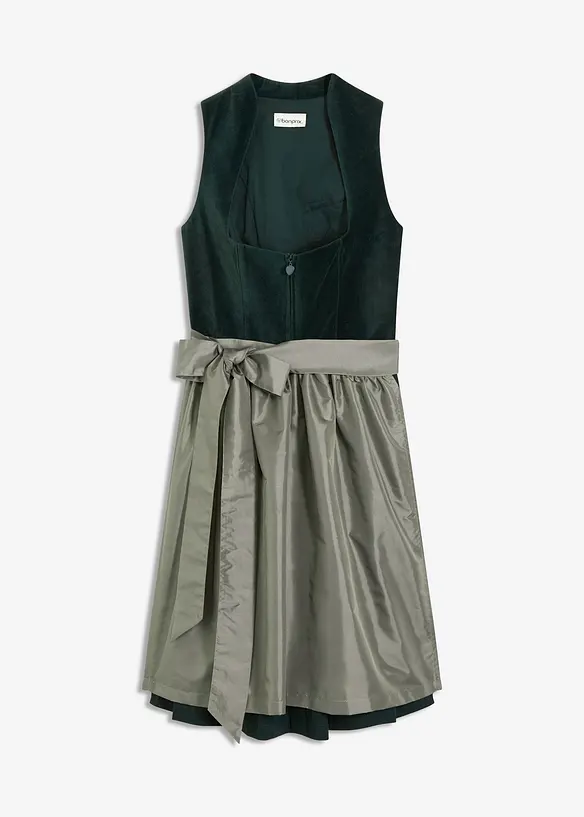 Dirndl med sammetlivstycke och satinförkläde (2 delar), bonprix