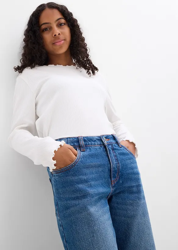 Wide Leg Jeans Low Waist för barn, bonprix