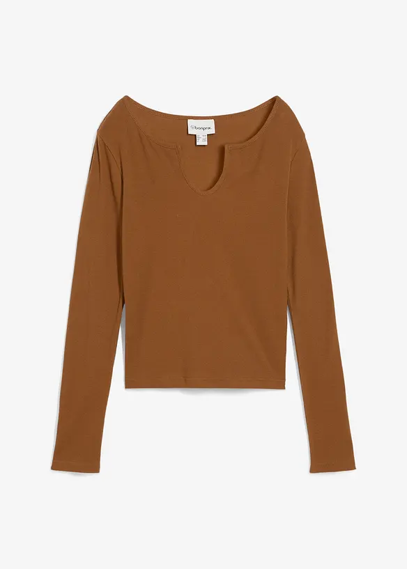 Ribbstickad topp av ekologisk bomull, bonprix
