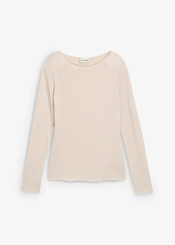 Långärmad topp med båtringning, bonprix