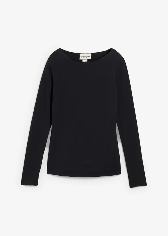 Långärmad topp med båtringning, bonprix
