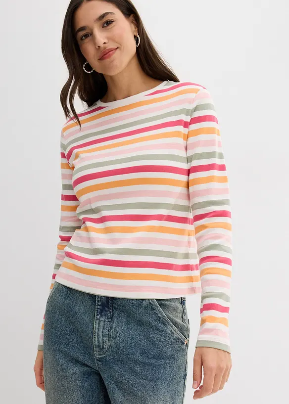 Långärmad topp av ren bomull, bonprix