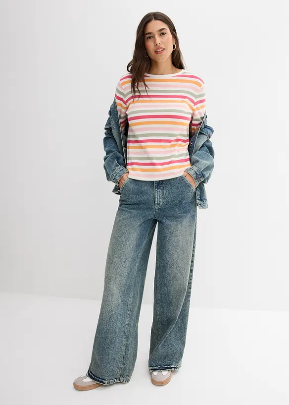 Långärmad topp av ren bomull, bonprix