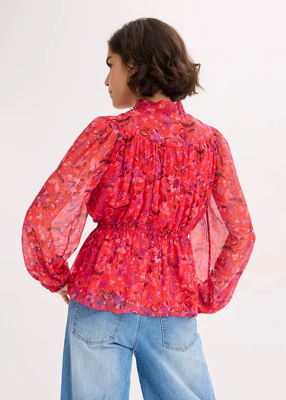 Knytblus av chiffong, bonprix