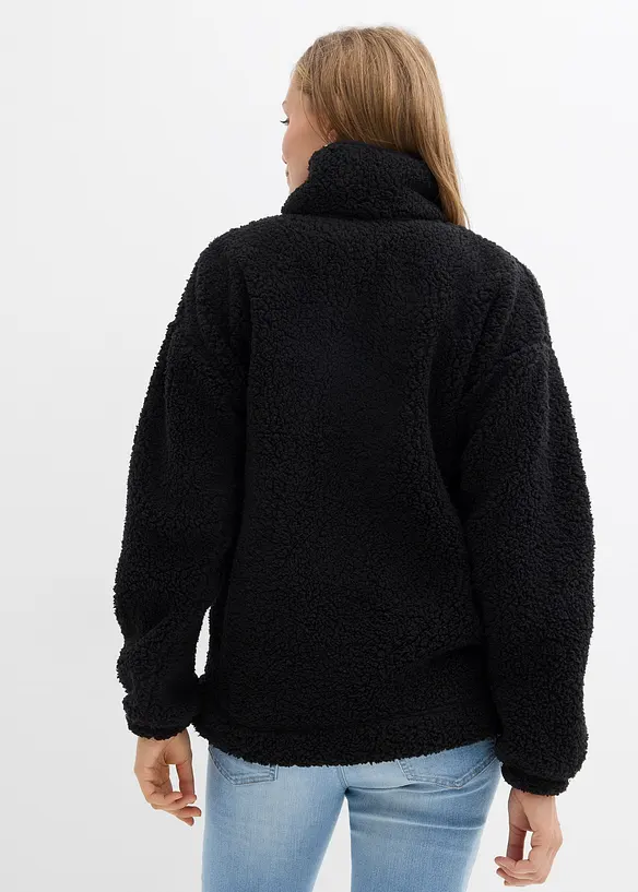 Fleecetröja med ståkrage, bonprix