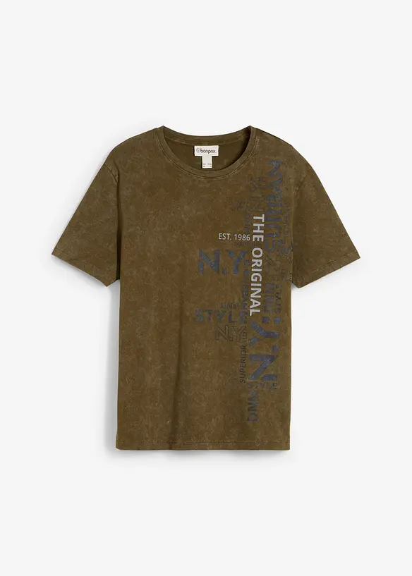 T-shirt i tvättad stil av ekologisk bomull, bonprix