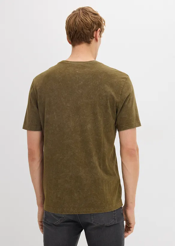 T-shirt i tvättad stil av ekologisk bomull, bonprix