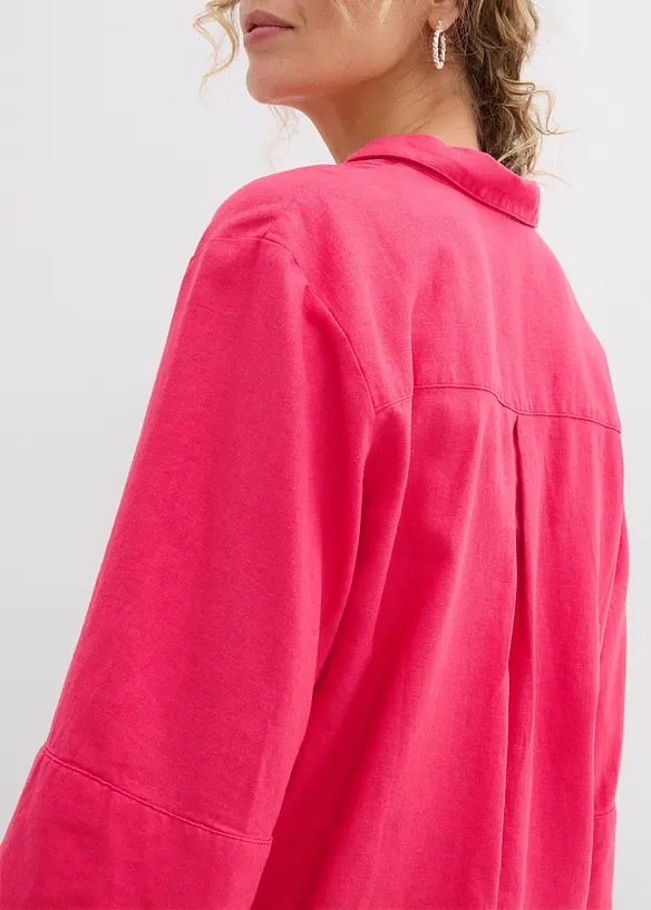 Skjortblus i svalkande linnemix, bonprix