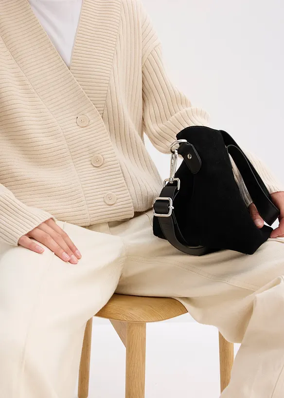 Cardigan med ribbstickat mönster, bonprix