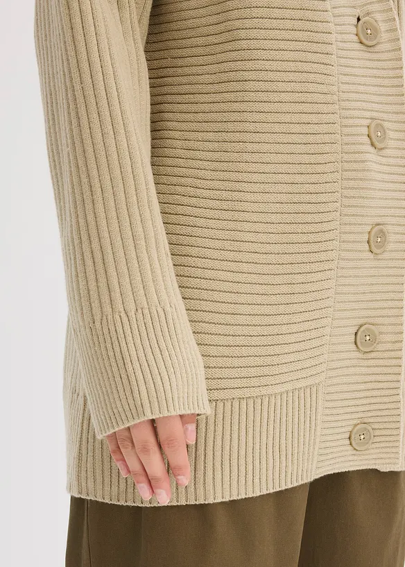 Cardigan med ribbstickat mönster, bonprix