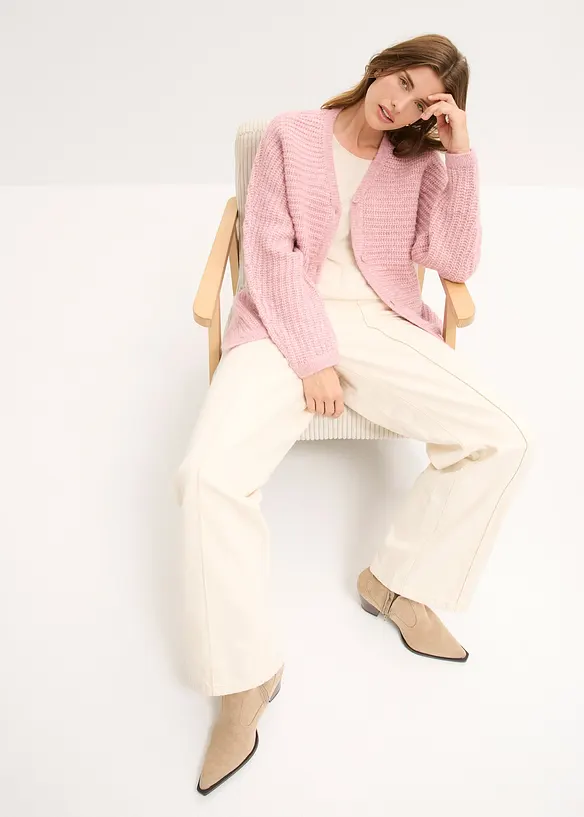 Cardigan i skön materialmix, bonprix