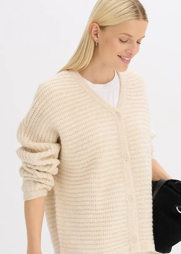Cardigan i skön materialmix, bonprix