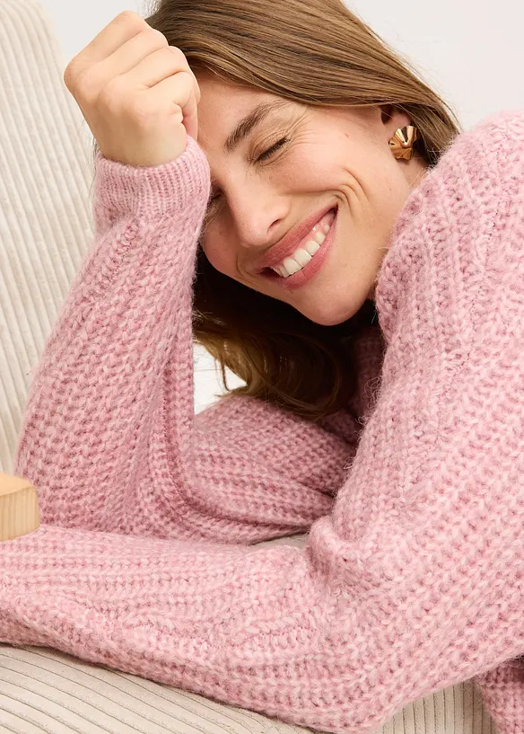 Cardigan i skön materialmix, bonprix