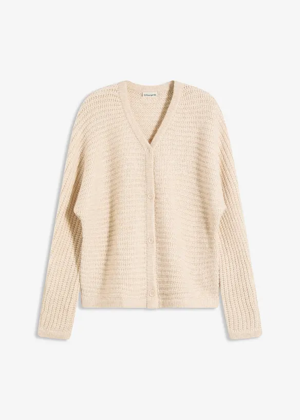 Cardigan i skön materialmix, bonprix