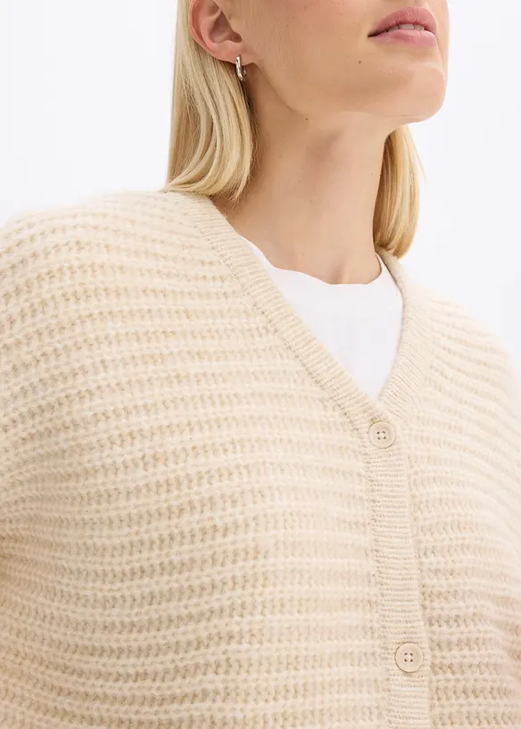 Cardigan i skön materialmix, bonprix