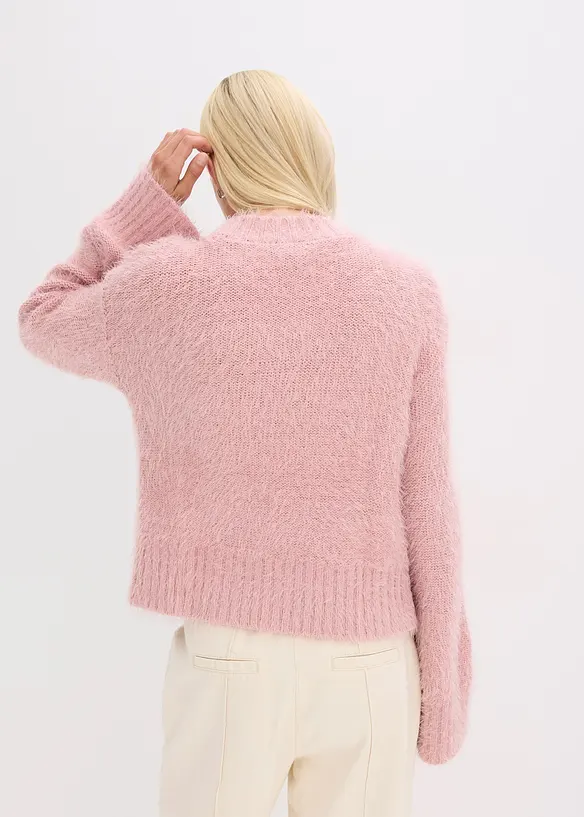 Tröja av fluffigt garn i fyrkantig modell, bonprix
