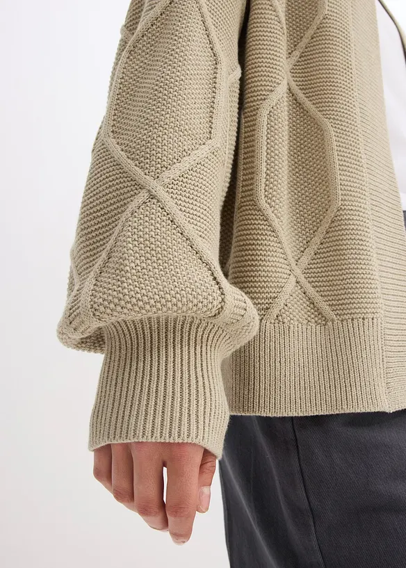 Cardigan med flätmönster, bonprix