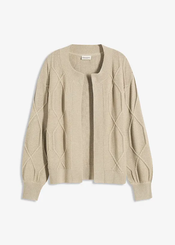 Cardigan med flätmönster, bonprix