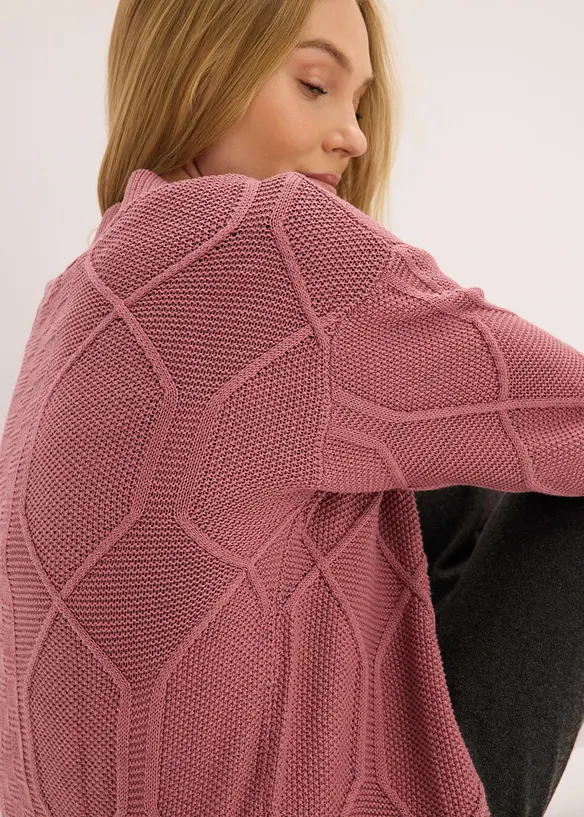 Cardigan med flätmönster, bonprix