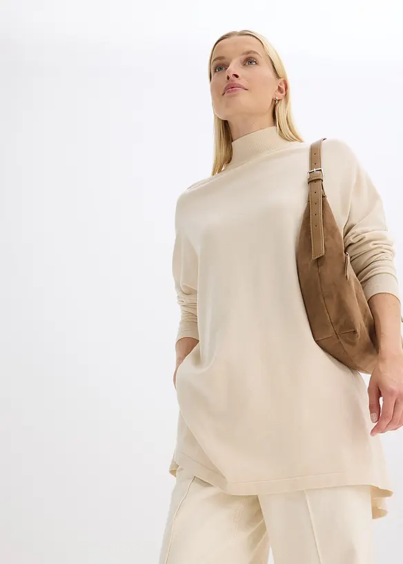 Tröja med poncholook i mjuk viskosmix, bonprix