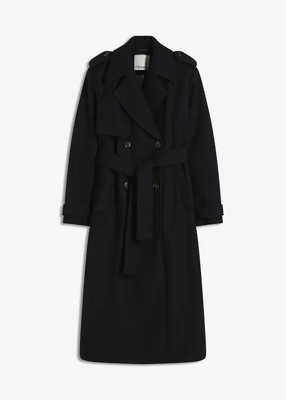 Trenchcoat med yllelook, bonprix