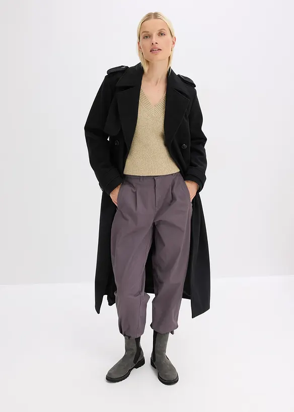 Trenchcoat med yllelook, bonprix