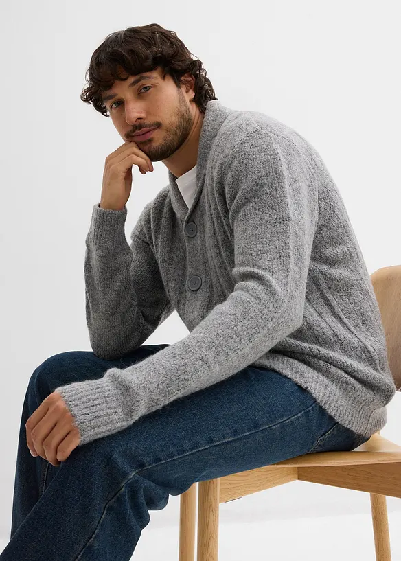 Cardigan med ribbstickat mösnter, bonprix