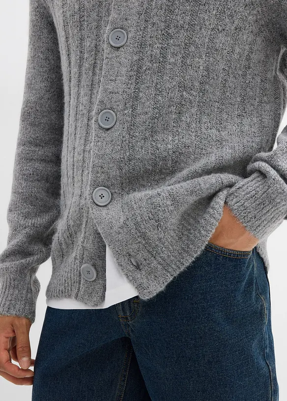 Cardigan med ribbstickat mösnter, bonprix