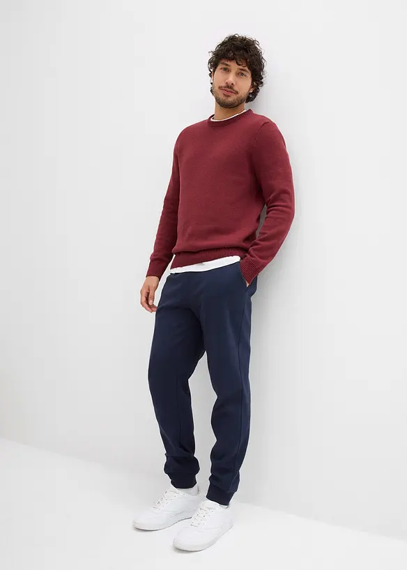Joggingbyxa med ribbad mudd i bensluten, bonprix