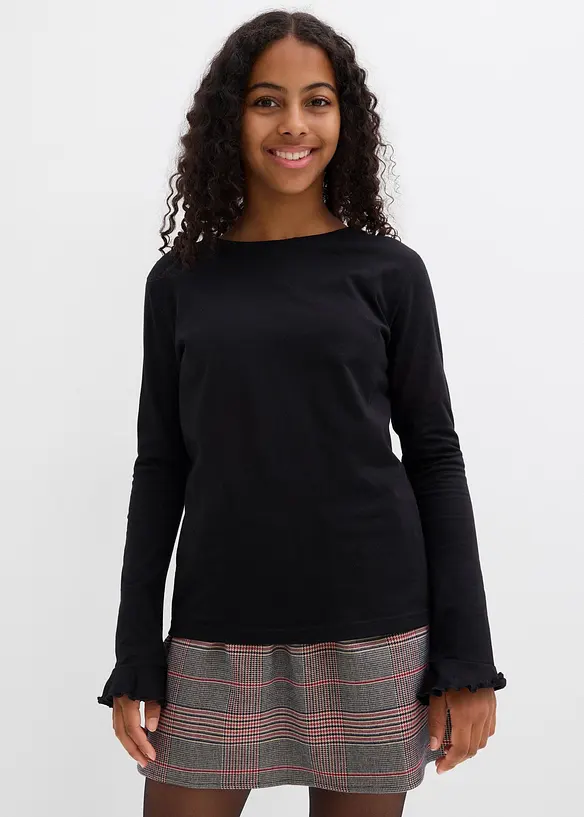 Långärmad T-shirt för barn i ekologisk bomull med elastan, bonprix