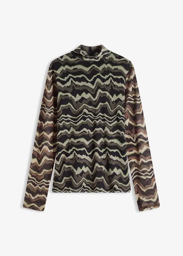 Långärmad topp i mjuk mesh, bonprix