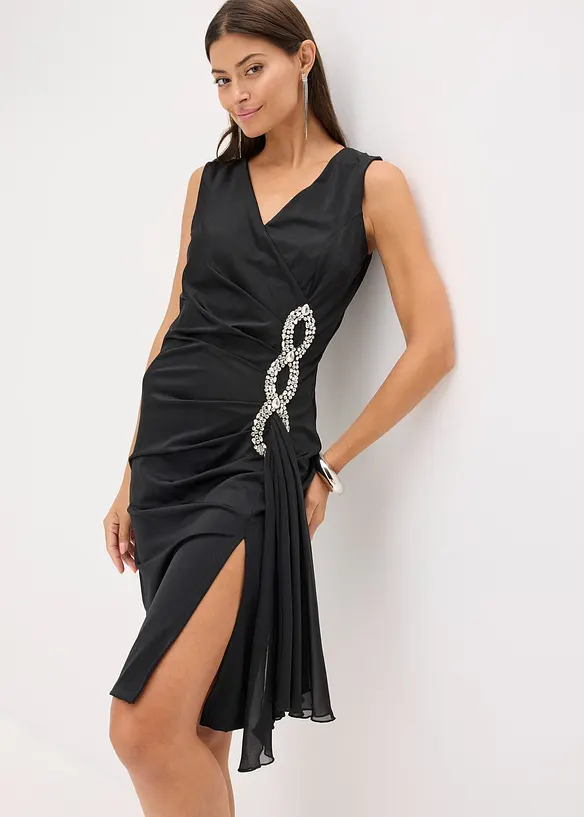 Jerseyklänning med strassapplikation, bonprix